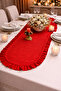 Silvery Linen Look Oval Runner |   Fırfırlo Luxury Table Runner |   Sparkling Stylish Table Decor - 40X140