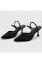 (Özmaçan) Women's Closed-Toe Heeled Shoes with Drop Stone Detail Black