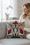Decorative Tulip Pattern Cotton Throw Pillow Cover - 7