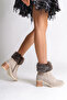 Julia Zippered Orthopedic Sole Feather Heeled Suede Women's Boots Skt - Cream - 3