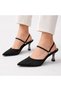 (Özmaçan) Women's Closed-Toe Heeled Shoes with Drop Stone Detail Black - 3