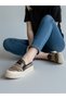 Knitted Straw Detailed Slip-On Laceless Brown Women's Sneaker Shoes - 6