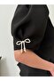 Women's Black Blouse with Balloon Sleeves and Slit Detail - 3