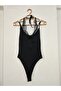 Women's Halter Neck Double Strap Lace Athlete Bodysuit with Snap Fasteners - 5