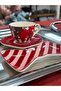 Narlı Porcelain 2-Person Cup Set with Turkish Delight Cups Tkebt Red - 4