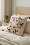 Decorative Daisy Flower Patterned Punch Embroidered Tassel Hidden Zipper Throw Pillow Cover 42X42 cm - 5