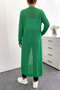 Long Length Low Shoulder Open Front Cardigan with Holes - 7