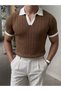 Men's Bitter Brown Mink Classic Casual Regular Fit Crew Neck 100% Knitwear Draped Knitted T-Shirt