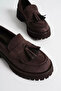 Women's Daily Bitter Brown Suede Loafer Shoes Tr10Ms03E - 7