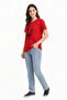 Women's red atatürk print short sleeve crew neck basic t-shirt - 2