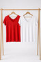 2 Pieces Front and Back V-Neck Basic T-Shirts