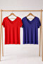 2 Pieces Front and Back V-Neck Basic T-Shirts