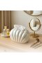 Shell Shape Tissue Box Holder with Tissue, Iridescent White Ceramic Facial Tissue Dispenser, Boho Na - 3