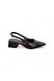 Perla Model Patent Leather Women's Open Back Pointed Toe Short Block Heeled Shoes - 5