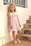 Girl's Cotton Pink Striped Rabbit Embroidered Collared Dress - 2
