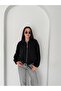Belted Bat Sleeve Denim Jacket-Black Black - 2
