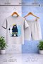 Children's Ayicik Syh Surf Hat Special Printed Crew Neck 3-Piece T-Shirt - Shorts Set - 3