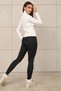 Women's High Waist Gathering Casual Black Leggings - 4