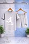 Children's Football Player White Custom Printed Crew Neck 3-Piece T-Shirt - Shorts Set - 3