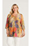 Warm-Toned Gold Zipper Capri-Sleeve Blouse