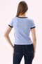 Crep Women's Oharm's 1896 Printed Contrast Piping T-Shirt Crew Neck Short Sleeve Slim Fit Cotton Riba - 8