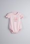 Printed Detailed Ruffled Sleeves Baby Girl & Kids Bodysuit (Pink)