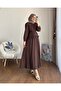 Lace Detailed Shirt and Skirt Set M25191 - Brown