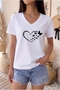 Women's Oversize V-Neck T-Shirt with Butterfly Half Heart Print