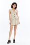 Women's Beige Vest and Pleated Skirt Detailed One-Piece Dress - 4