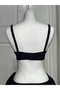 Women's C Cup Stripe Patterned Gathering Black Bra - 2