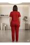 Plus Size Patterned Summer Women's Pajama Set - 5