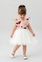 Baby Girl Birthday Party Wedding Dress Double Suit Short Sleeve Floral Bow Tulle Lined