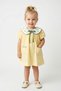 Baby Girl Birthday Party Wedding Ribbon Lemon Embroidered Short Sleeve Collared Dress - 4
