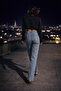 Women's Stoned Straight Fit Snow Wash Trend Design Jean Trousers - 7