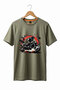 Unisex Racing Biker Graphic Printed Retro Crew Neck Cotton T-Shirt