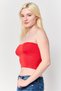 Women Sweetheart Neck Strapless Plain Tank Top, Red - 3