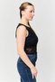 Women Crew Neck Mesh Sleeveless Tank Top, Black - 3