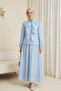 Ruffled Front, Elastic Sleeves, Lined Skirt, Strawberry Set - Baby Blue