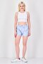 Women Plain Basic Shorts, Light Blue - 4
