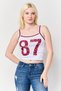 Women Square Neck Sleeveless Graphic Print Tank Top, White