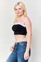 Women Straight Across Sleeveless Plain Top, Black - 3