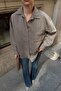 Mink Striped A-Pile Single Pocket Relaxed Fit Women's Shirt - 4