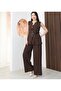 Brown Women's Fabric Suit, Flowy Palazzo Pants