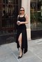 Black Waist Detailed Asymmetrical Cut Slit Women's Sandy Midi Skirt - 3