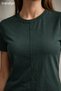 Women's Short Sleeve Crew Neck Mini Knitted Dress with Front Stitching Detail – No Show Casual Dress - 2