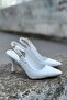 Tao White Patent Leather Slingback Pointed Toe Thin Heel Women's High Heels - 5