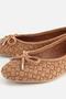 Women's Tan Suede Knitted Bow Ballet Flats - 3