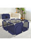 Square Shape Kids Playpen with Side Gate Navy Blue - 6
