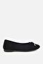 Women's Black Suede Knitted Bow Ballet Flats