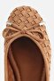 Women's Tan Suede Knitted Bow Ballet Flats - 5